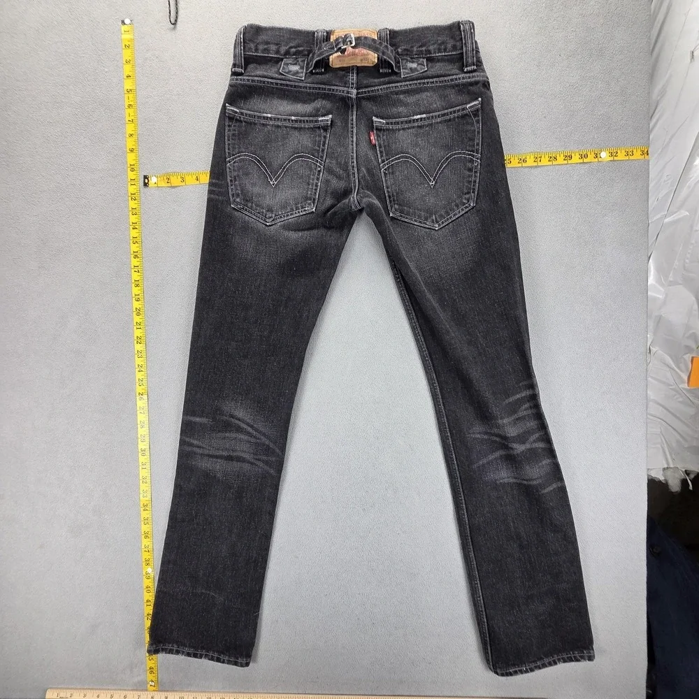 Vintage Levis 511 Jeans Mens Black Slim Buckle Back Zip‎ Fly Fits 30x34